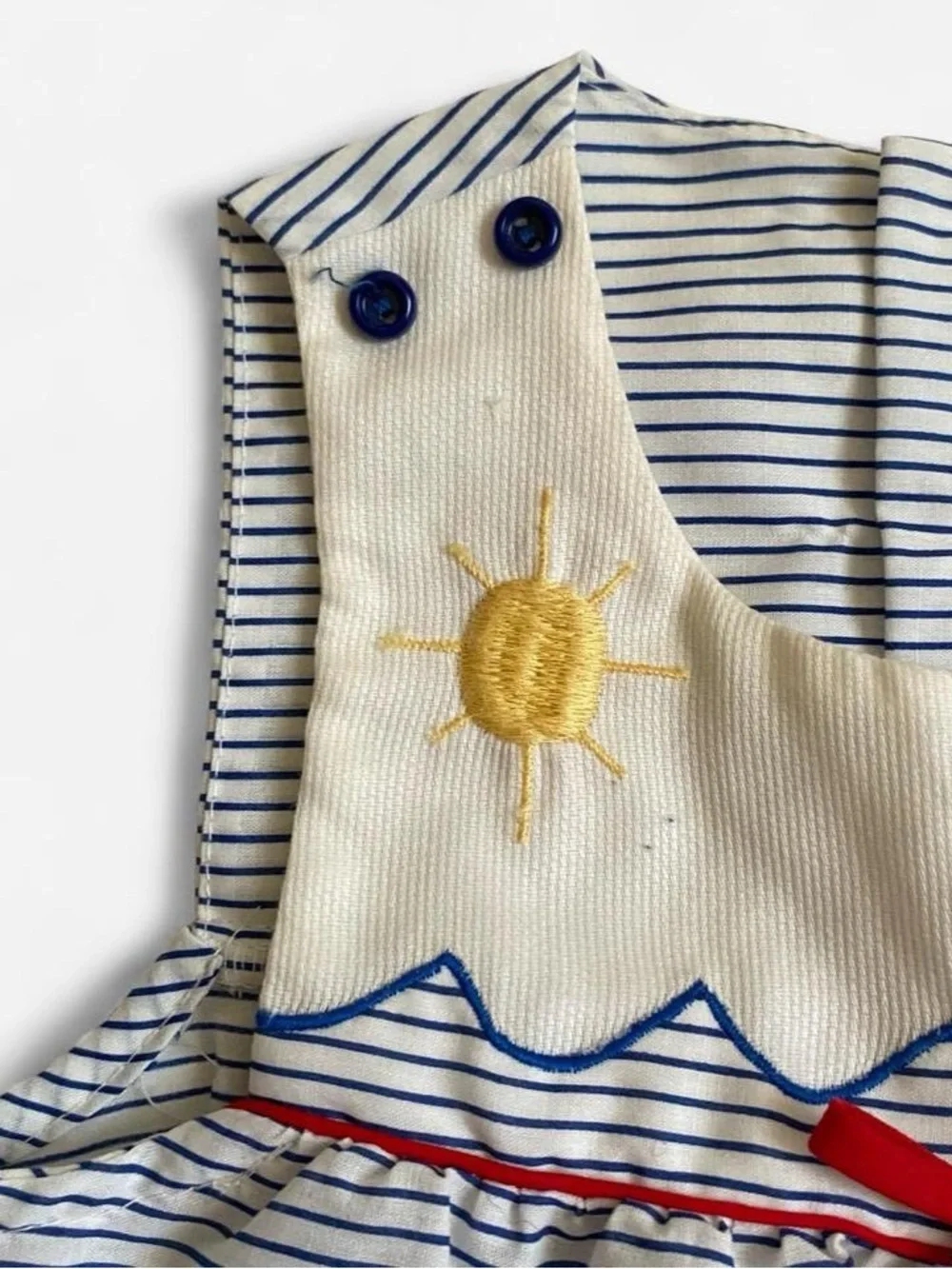 Vintage deadstock striped nautical sailor onesie & hat set